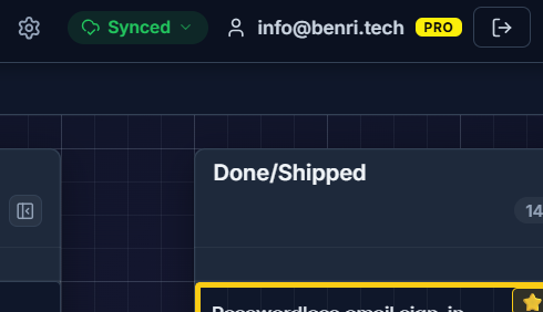 The tier badge shown next to your account, indicating Free or Pro