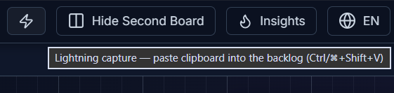 The lightning capture button in the header